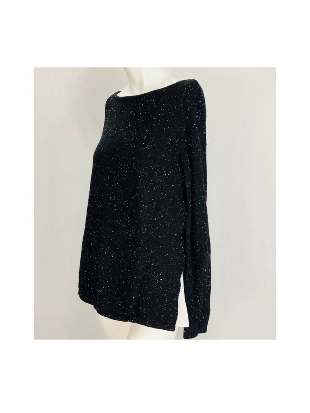 Ann Taylor Loft Black Speckled Wool Blend Sweater Small XS